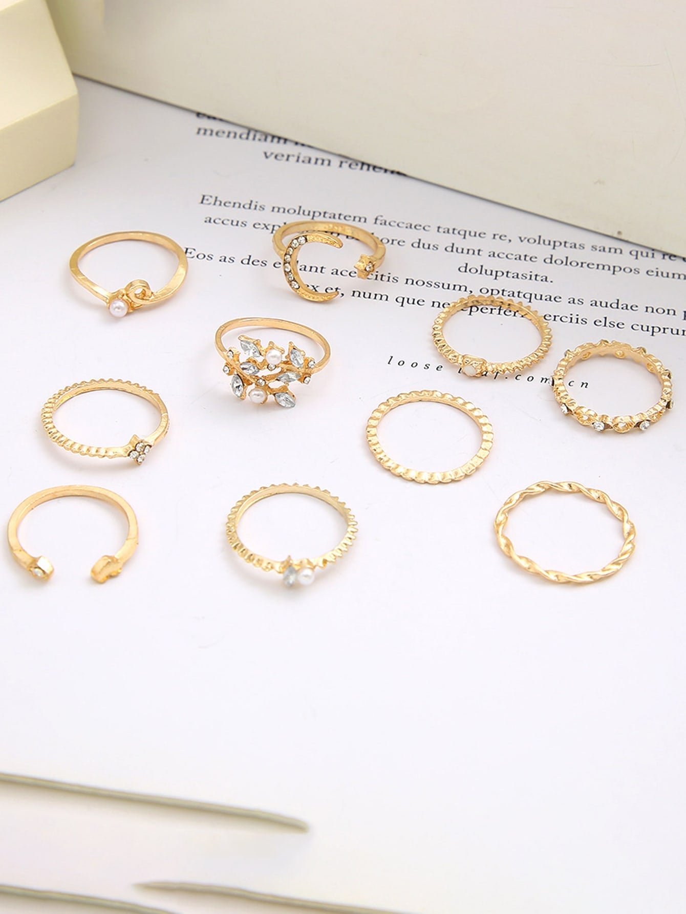 10pcs/set Rhinestone Decor Ring