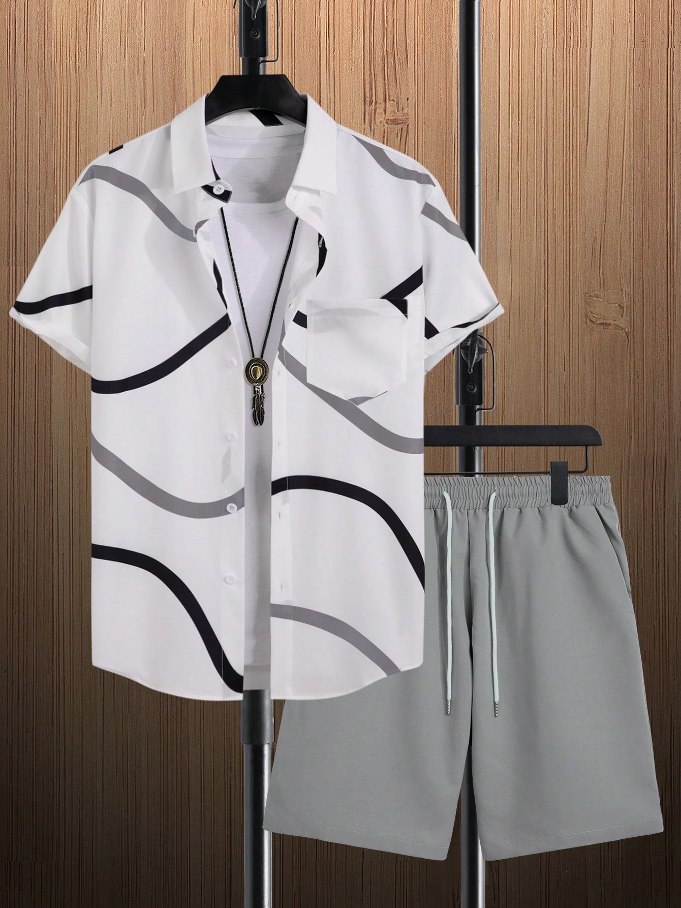 Manfinity RSRT Men Graphic Print Shirt & Shorts Set