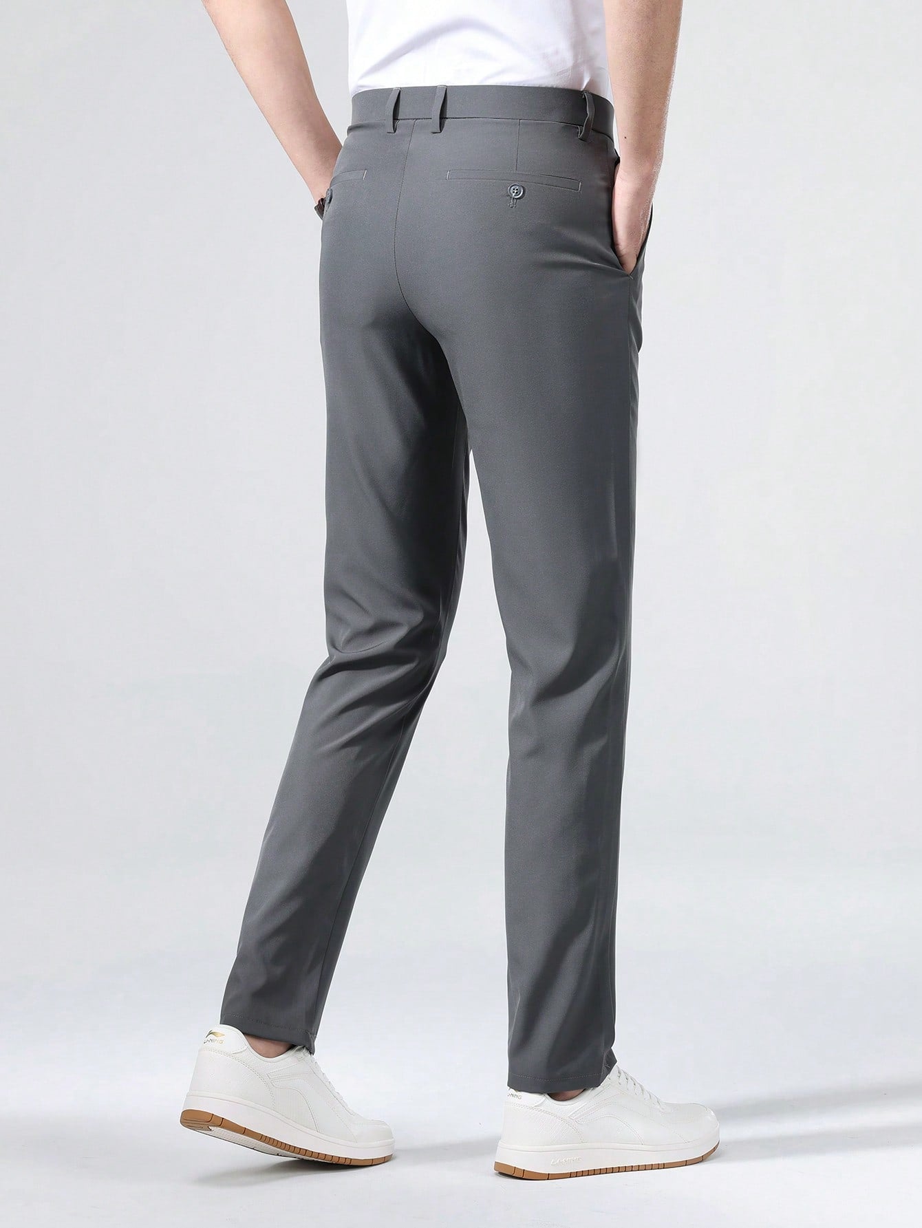 Men Solid Slant Pocket Suit Pants