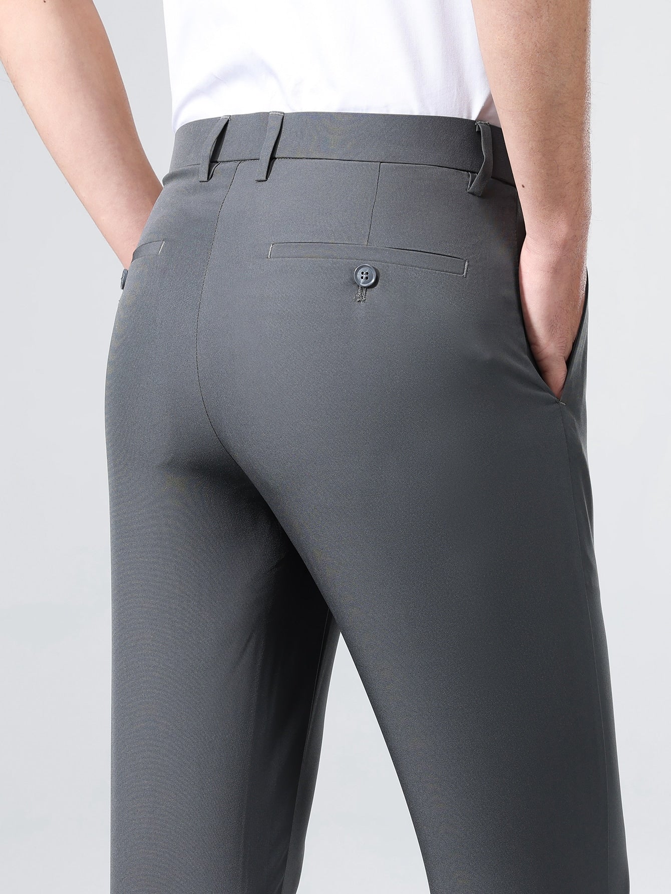 Men Solid Slant Pocket Suit Pants