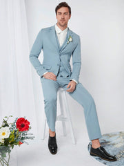 Manfinity Mode Men 1pc Patched Detail Single Breasted Blazer & 1pc Vest Blazer & 1pc Pants