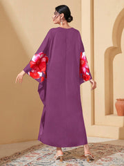 Najma Floral Print Batwing Sleeve Kaftan