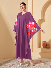 Najma Floral Print Batwing Sleeve Kaftan