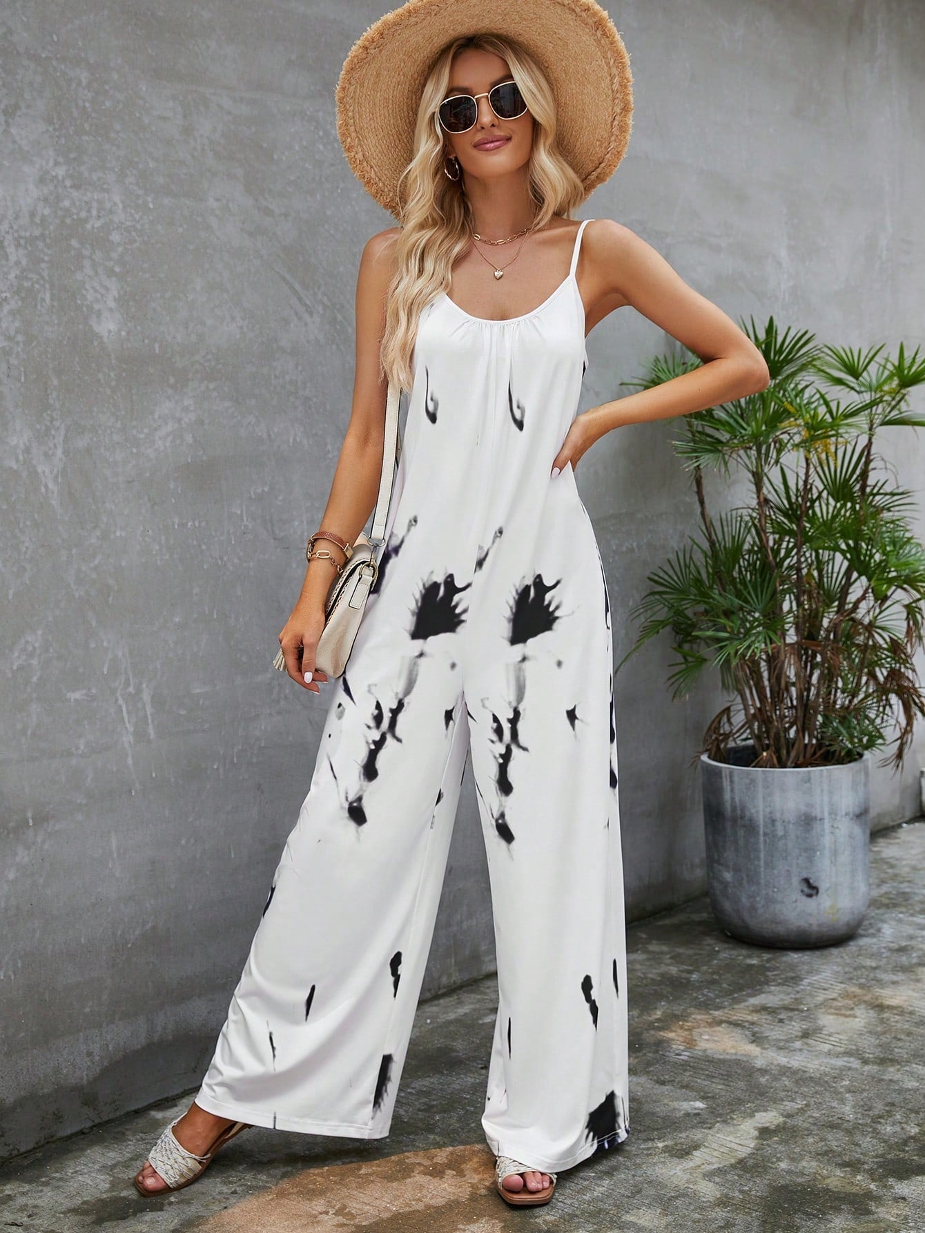 LUNE Tie Dye Wide Leg Cami Jumpsuit