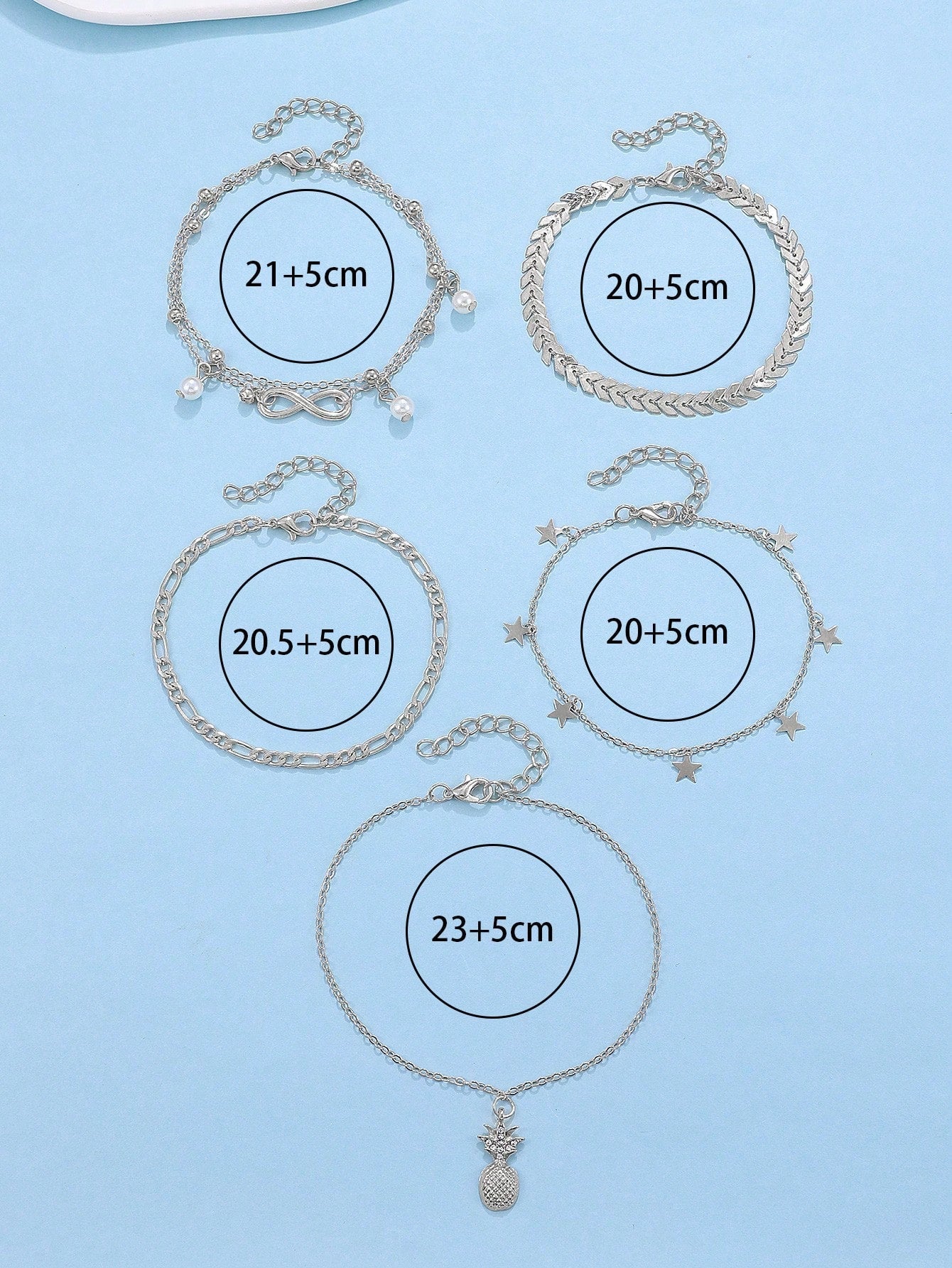 5pcs Star Charm Anklet