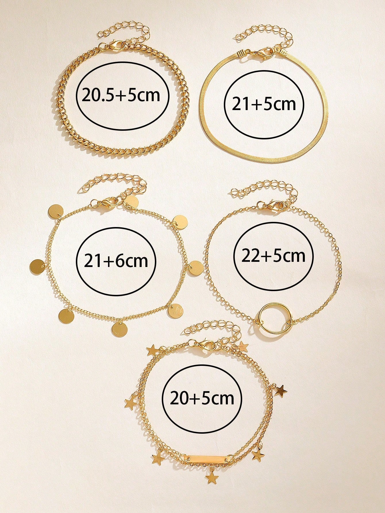 5pcs Star Charm Anklet