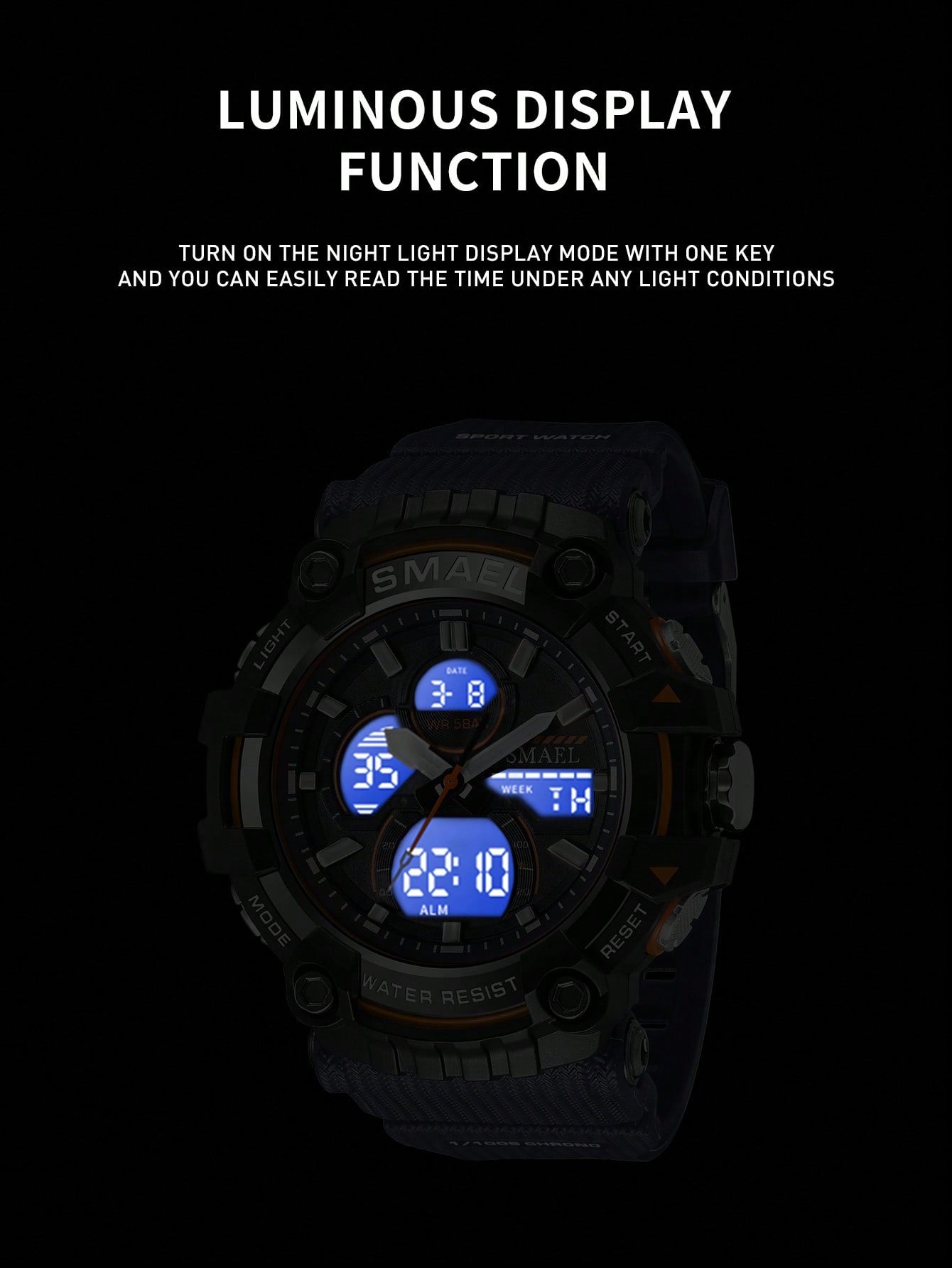 1pc Men's Alloy Dual Display Sports Watch