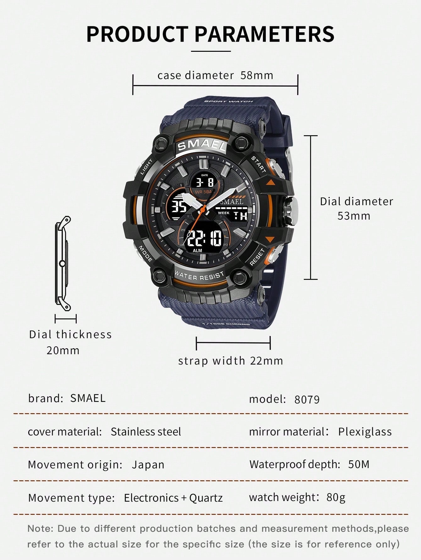 1pc Men's Alloy Dual Display Sports Watch