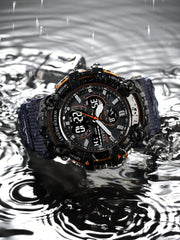 1pc Men's Alloy Dual Display Sports Watch