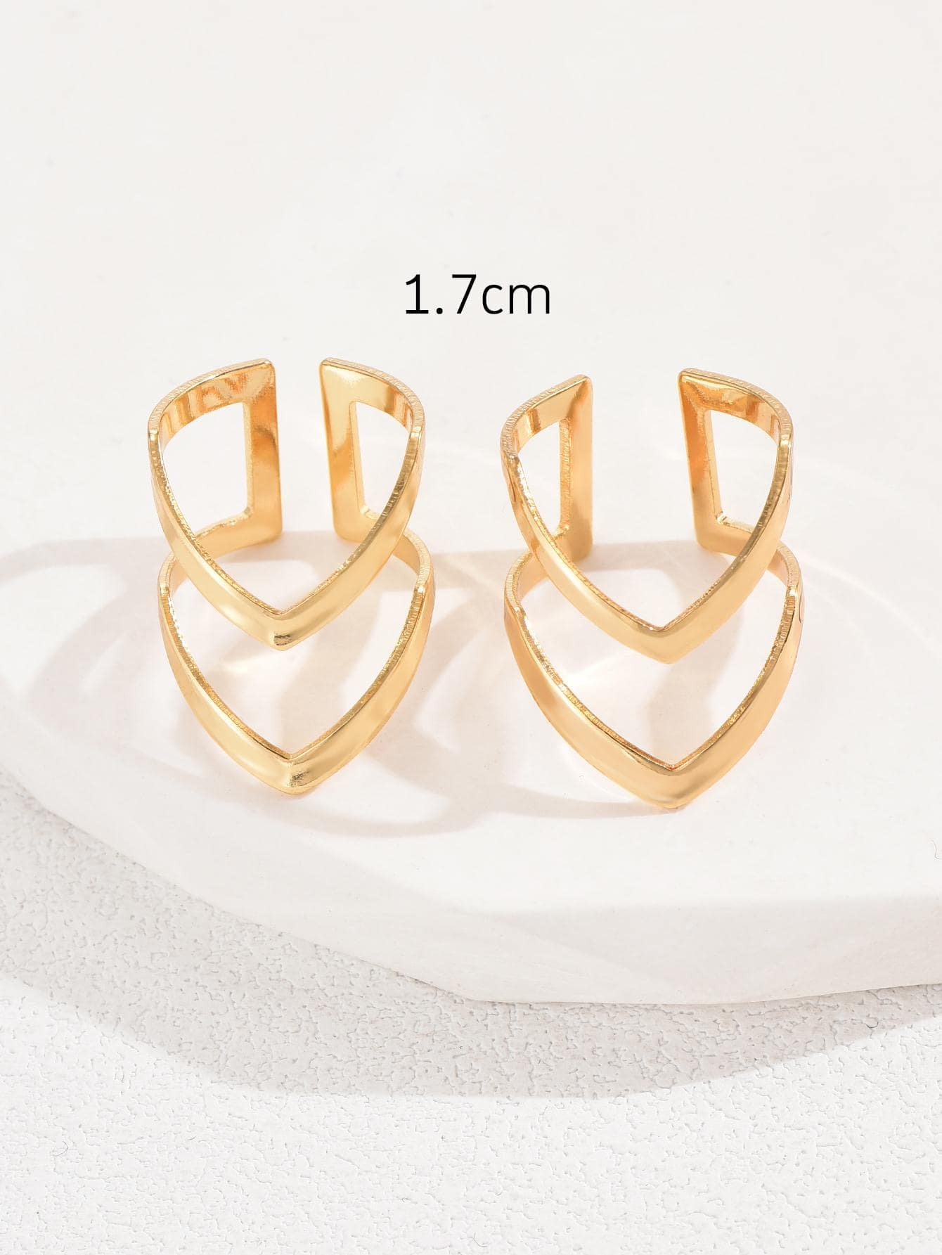 2pcs/set Simple Double Layered Letter V Shaped Open Ring For Women, Summer Party Decoration Gift Set