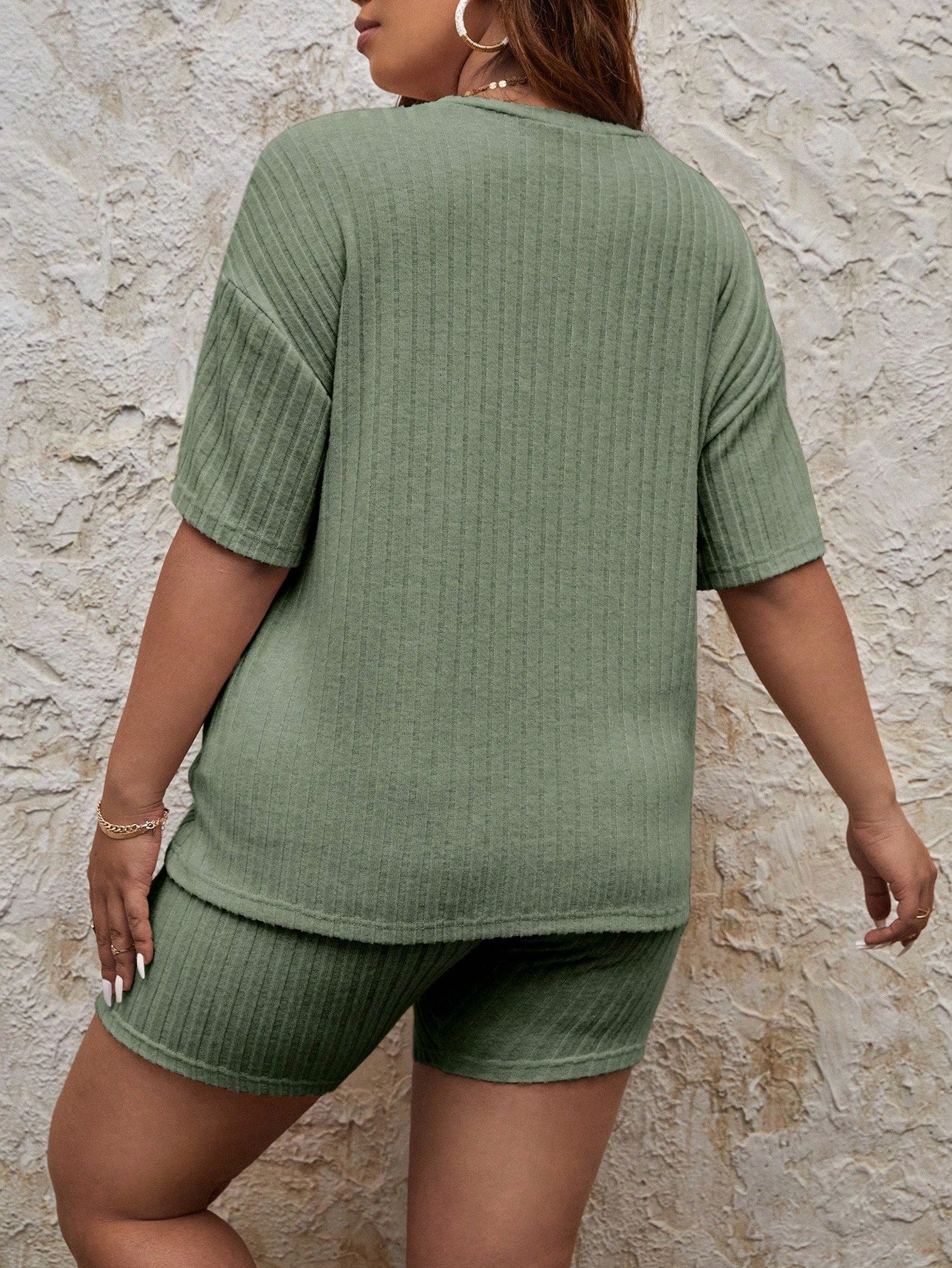 Frenchy Crochet Ribbed Plus-Sized Leisure Wear (2 Pieces)