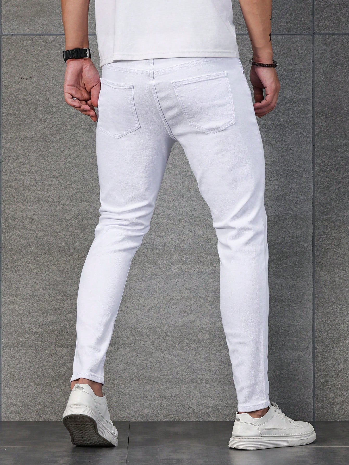 Manfinity Homme Men Contrast Stitch Skinny Jeans