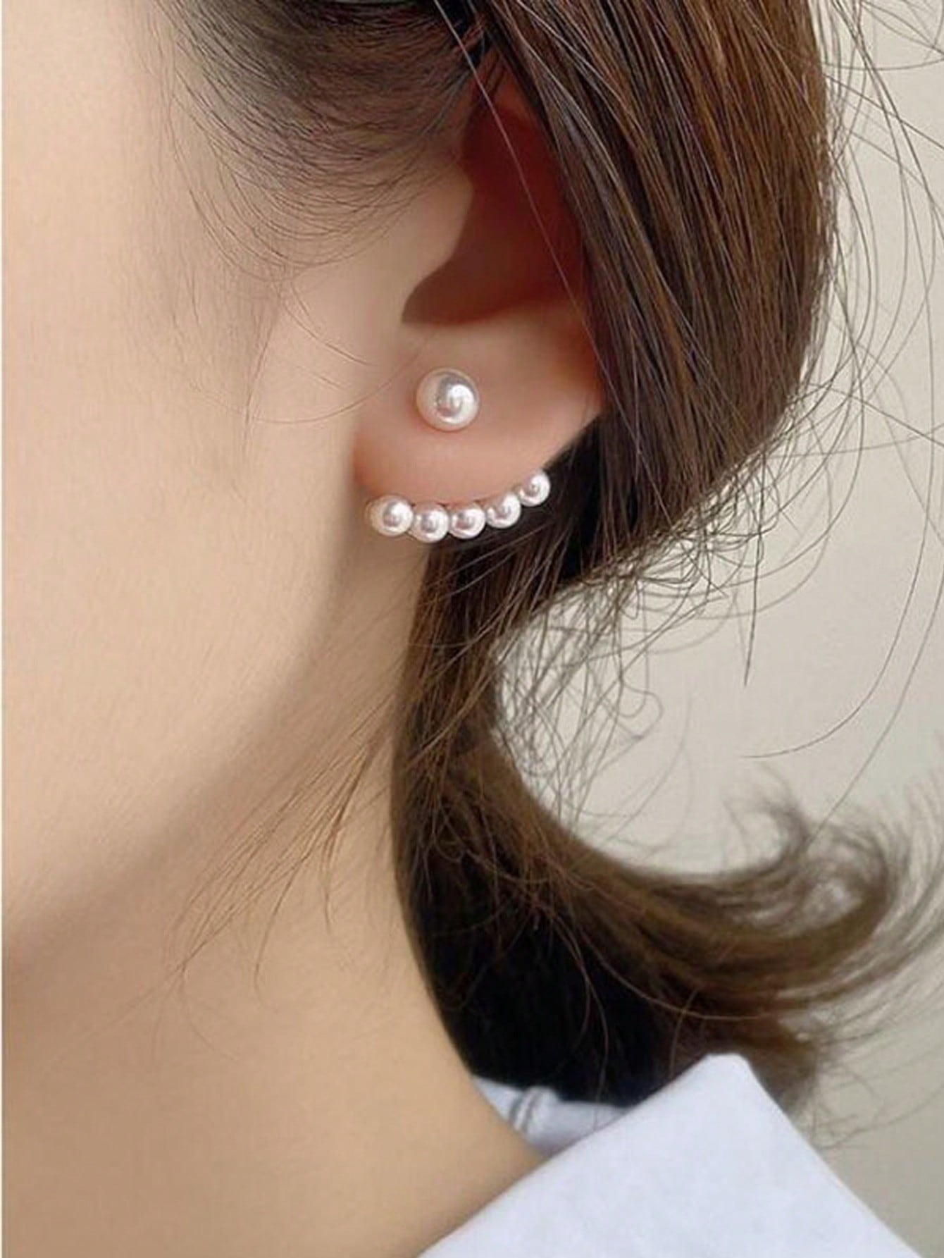 1pair Fashionable Rhinestone & Pearl Pendant Earrings For Women, Stylish Jewelry Accessories