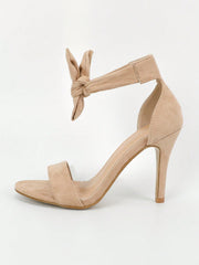 Women Knot Decor Stiletto Heeled Sandals, Elegant Apricot Ankle Strap Sandals For Summer