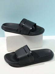 Men Minimalist Single Band Slides, Fashion Bathroom EVA Slides