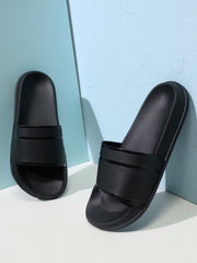 Men Minimalist Single Band Slides, Fashion Bathroom EVA Slides