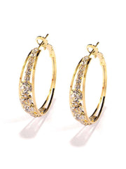 1 Pair Luxury Cubic Zirconia Hoop Earrings For Women For Wedding Anniversary Engagement Party Jewelry