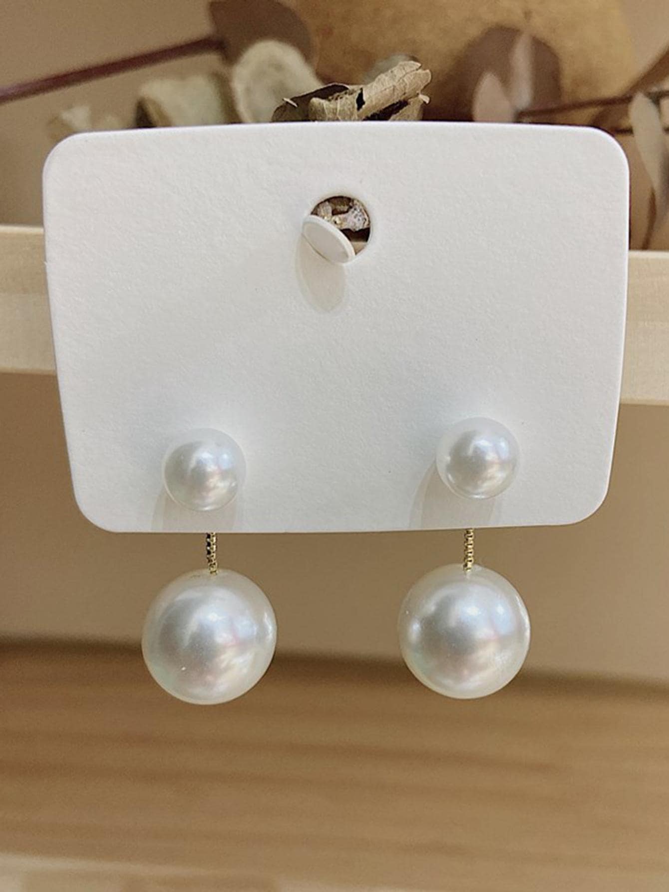 1pair Simple Imitation Pearl Earrings For Women's Ins Style Elegance Accessory