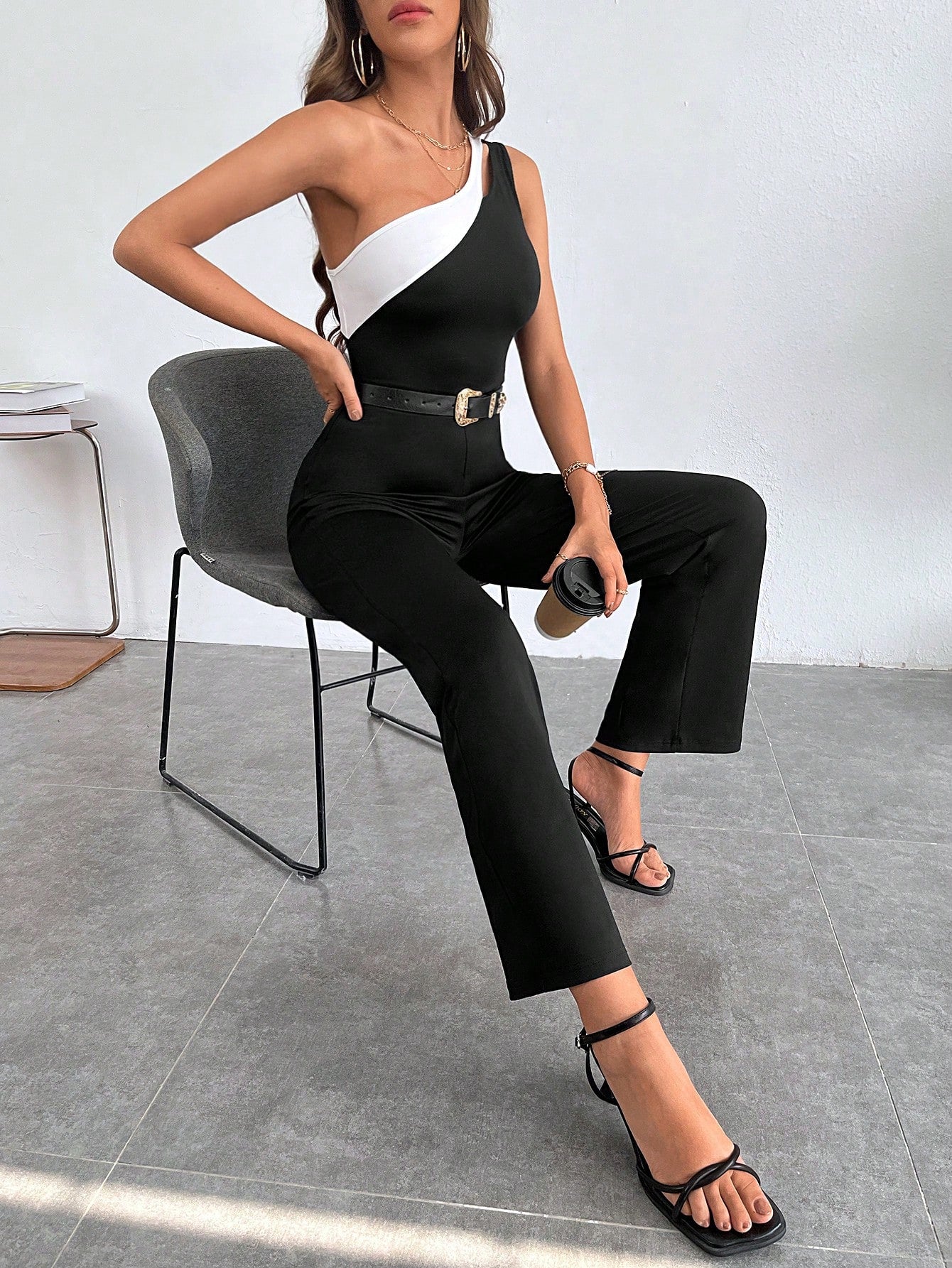 Privé One Shoulder Asymmetrical Neck Jumpsuit