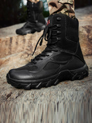 Cool Black Boots For Men, Lace-up Front Hiking Boots