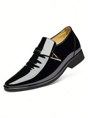 Men Metal Decor Dress Shoes, Leisure Black Dress Loafers