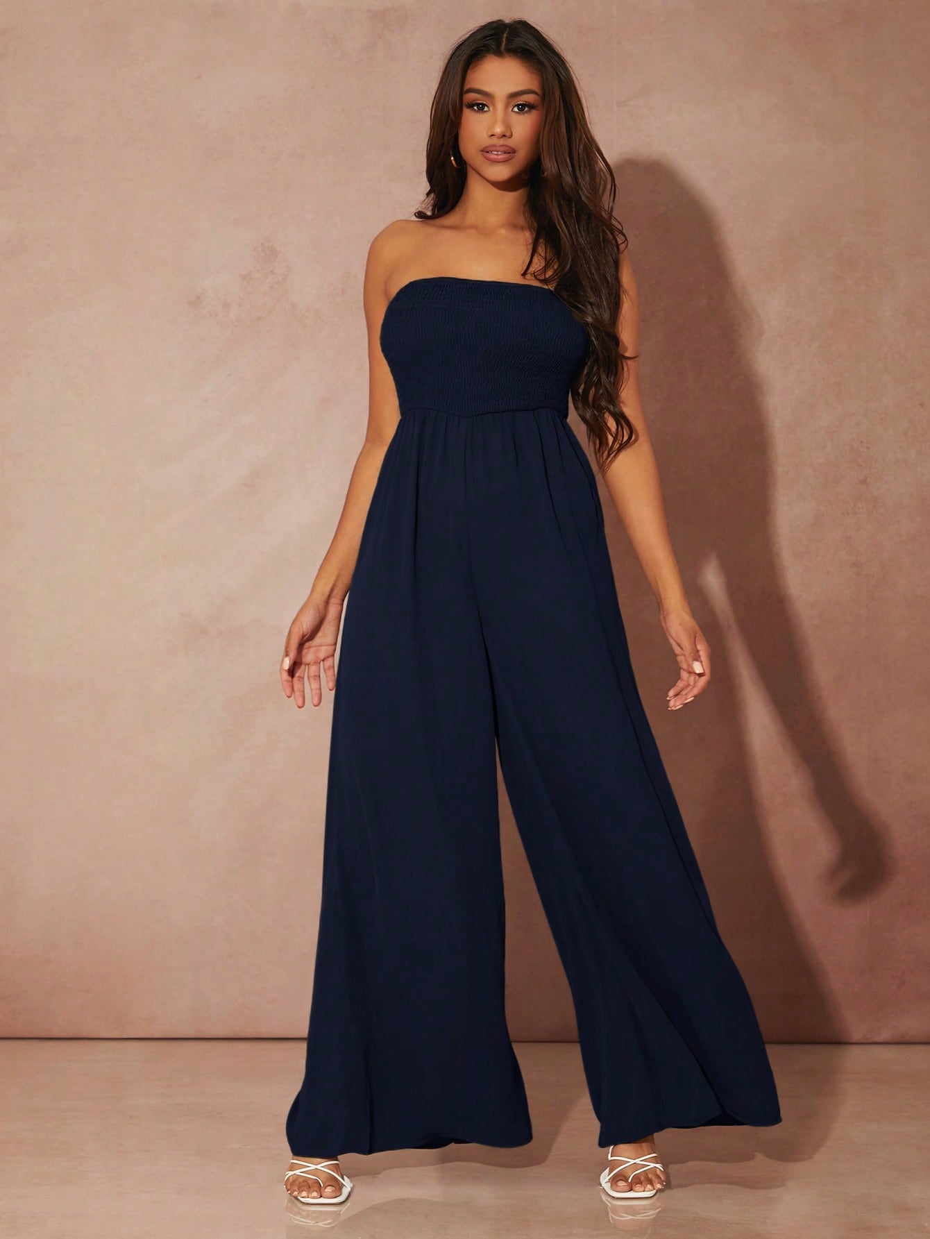 SXY Solid Wide Leg Tube Jumpsuit