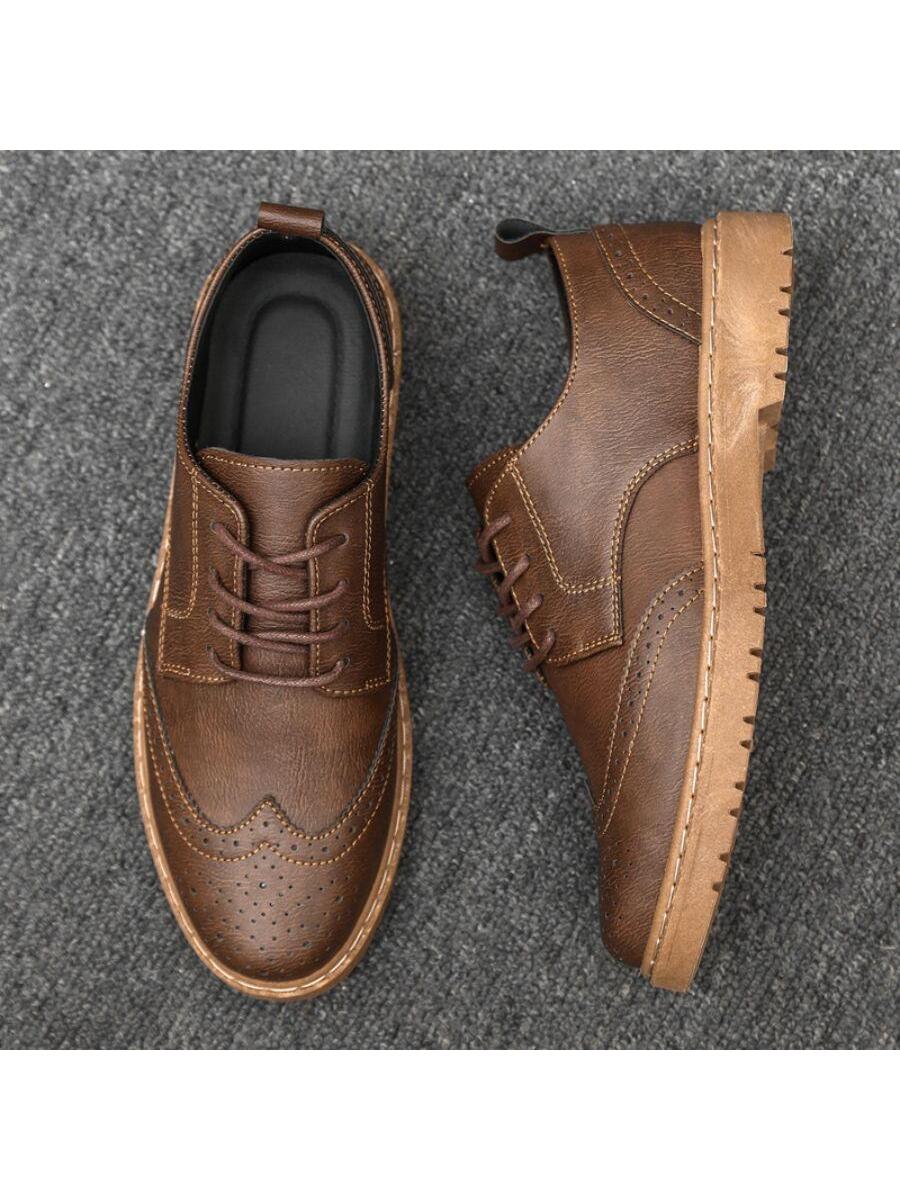 Vintage Derby Shoes For Men, Lace-up Front Dress Shoes