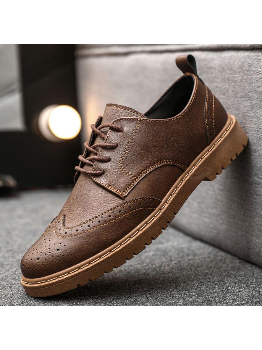 Vintage Derby Shoes For Men, Lace-up Front Dress Shoes