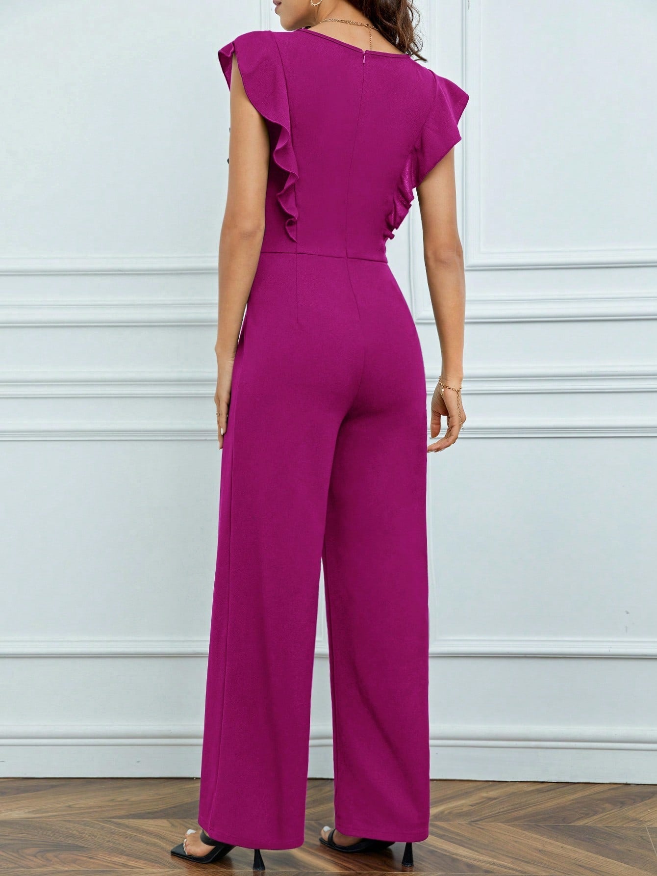 Tall Ruffle Trim Keyhole Back Jumpsuit