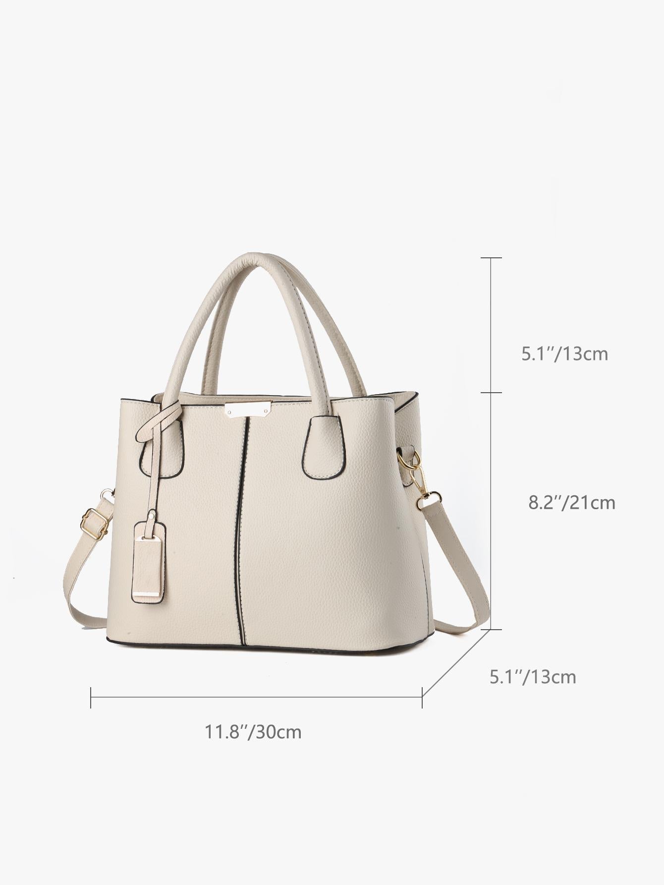 Simple Artificial Leather Handbag, Women's Elegant Crossbody Bag With Zipper Stylish, Litchi Embossed Top Handle Bag With Bag Charm, Mothers Day Gift For Mom White-collar Workers,Teacher Teacher's Day,Work ,Business,Commute For Teen Girls Women College St