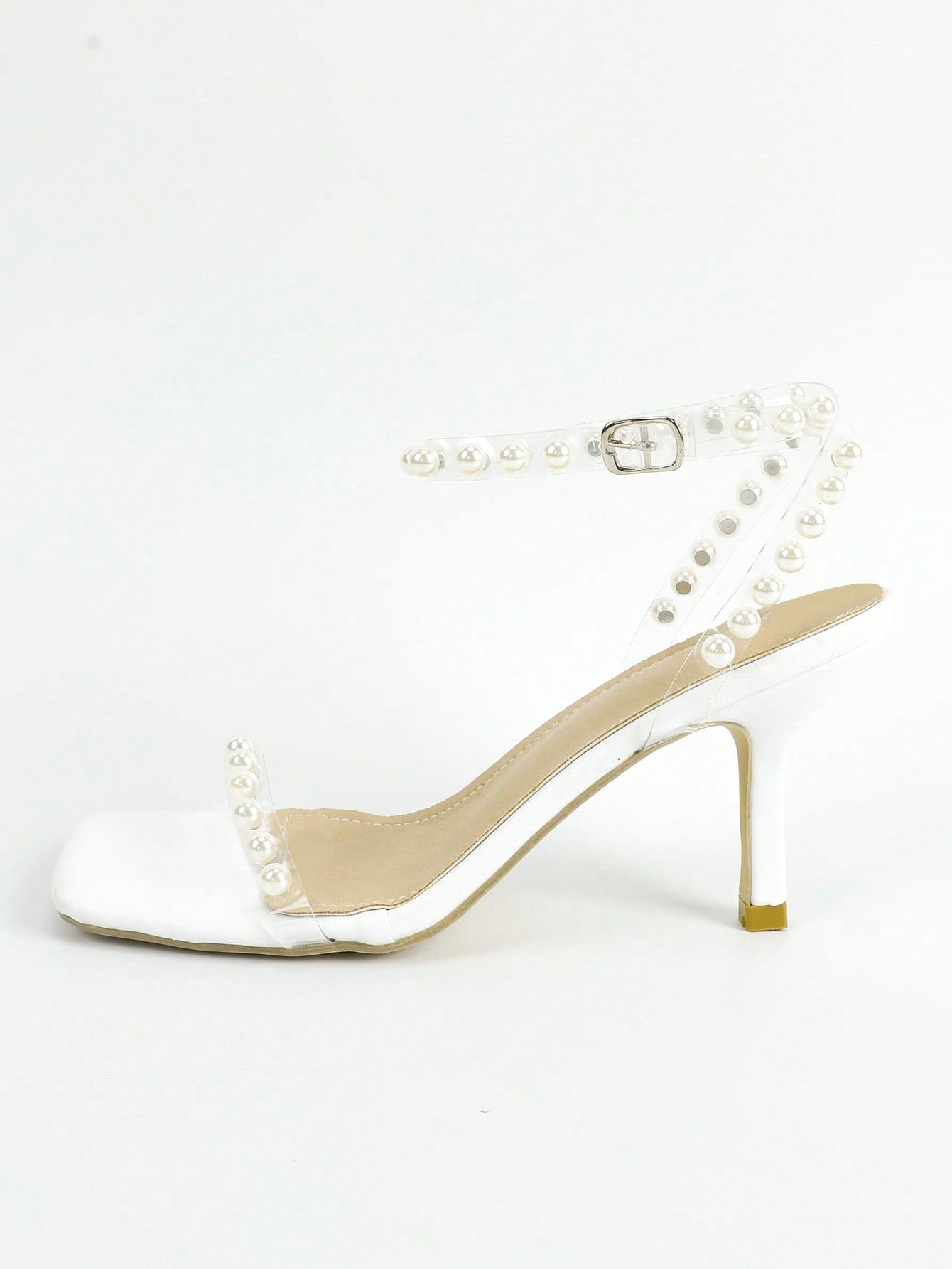 Fashionable Ankle Strap Sandals For Women, Faux Pearl Decor Stiletto Heeled Sandals