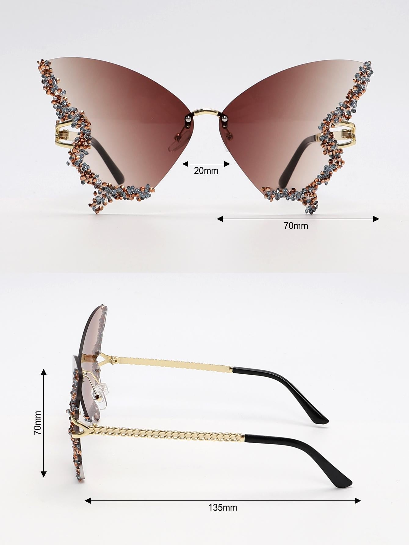 Rhinestone Decor Butterfly Design Fashion Glasses