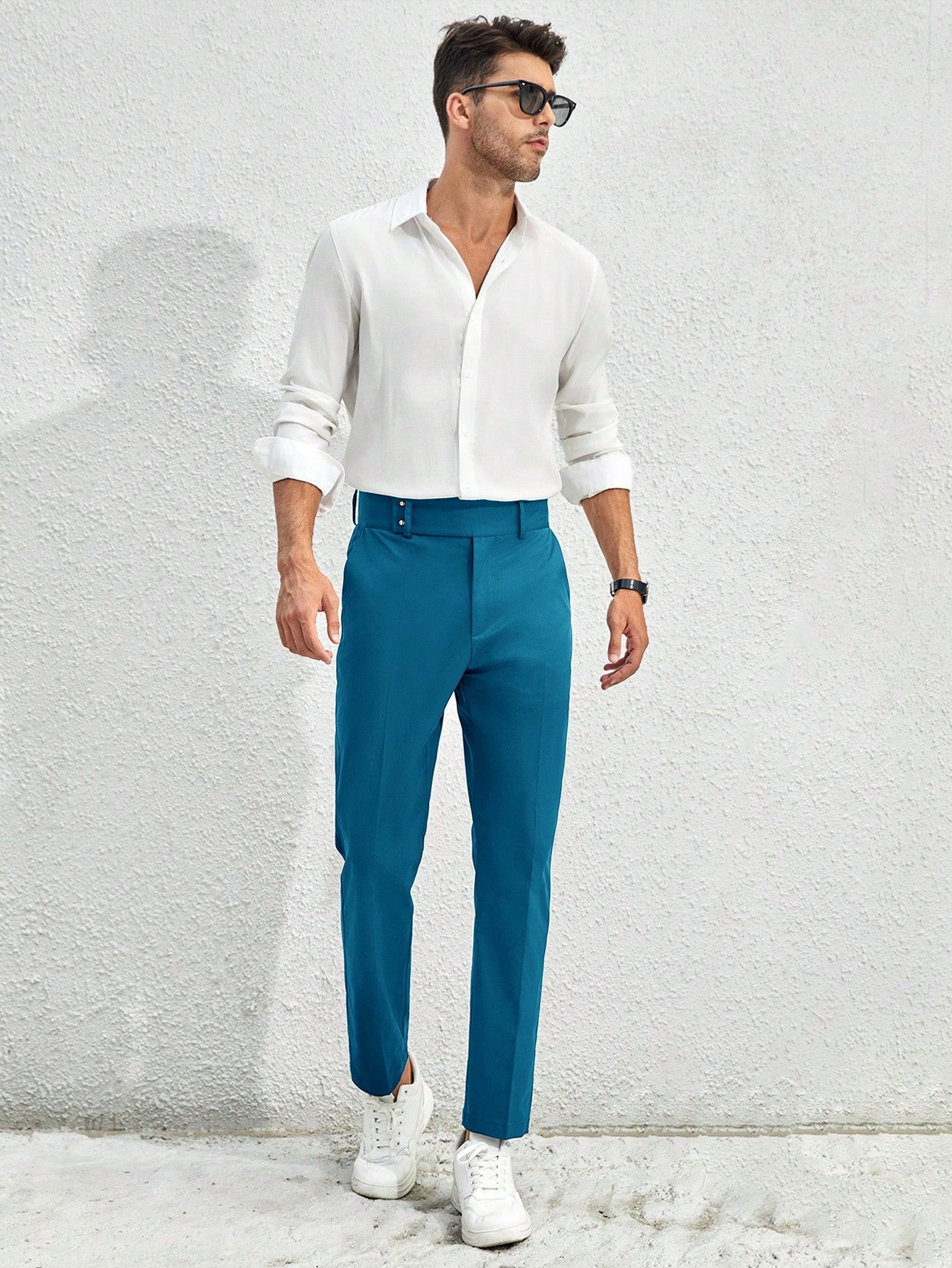 Manfinity Mode Men Solid Slant Pocket Suit Pants