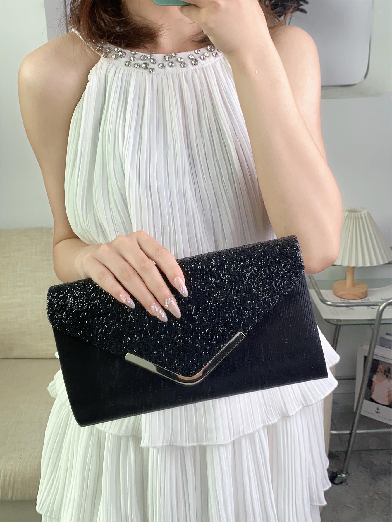 Shiny Evening Clutch, Elegant Fashion Envelope Bag, Ladies' Wedding Handbag For Party And Dancing