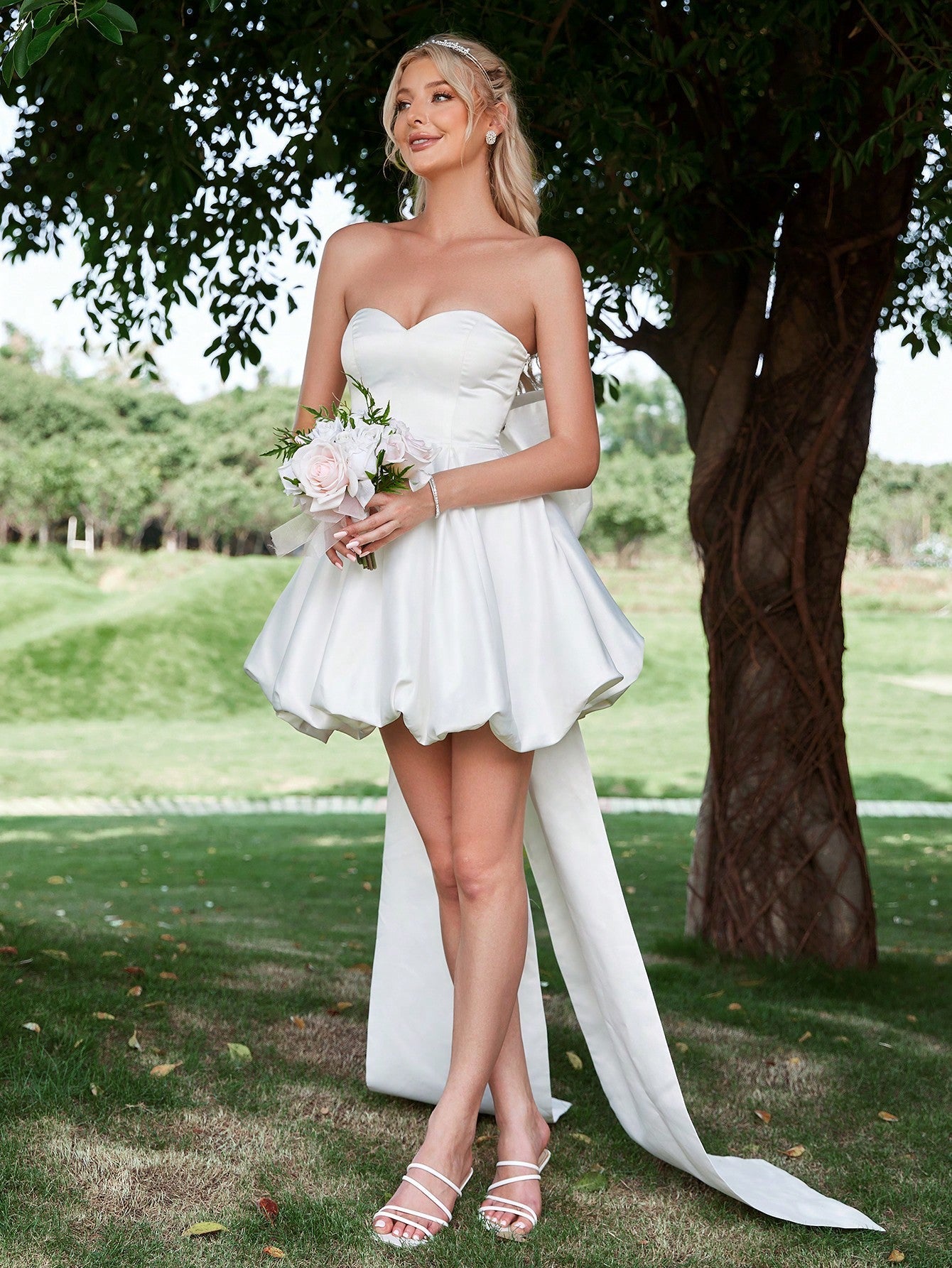 Draped Detail Tube Wedding Dress