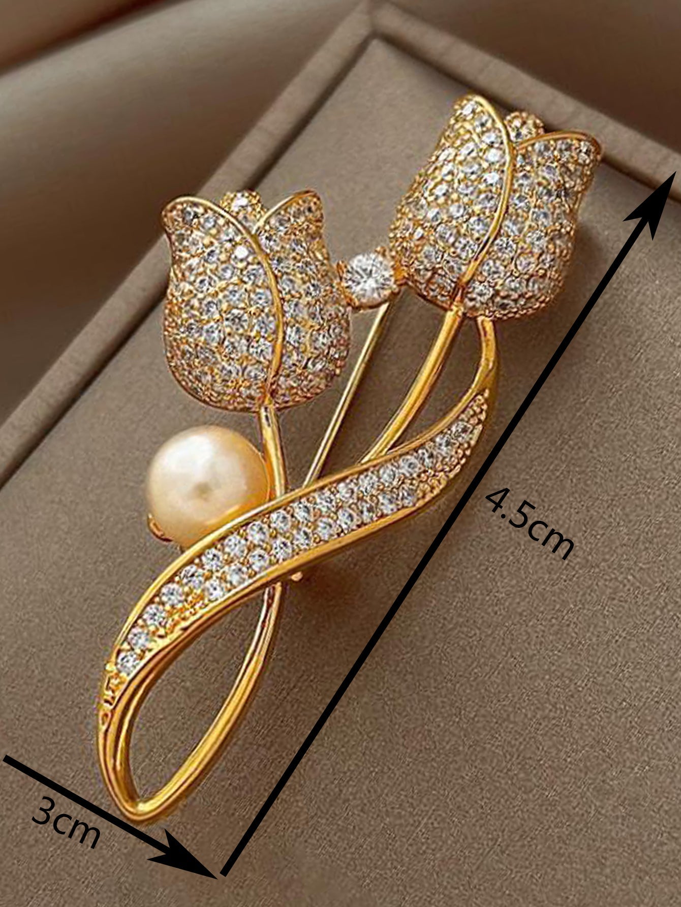 1pc Brooch Rhinestone Tulip Flower Brooch Anti-Glare Suit Brooch Collar Pin Jewelry