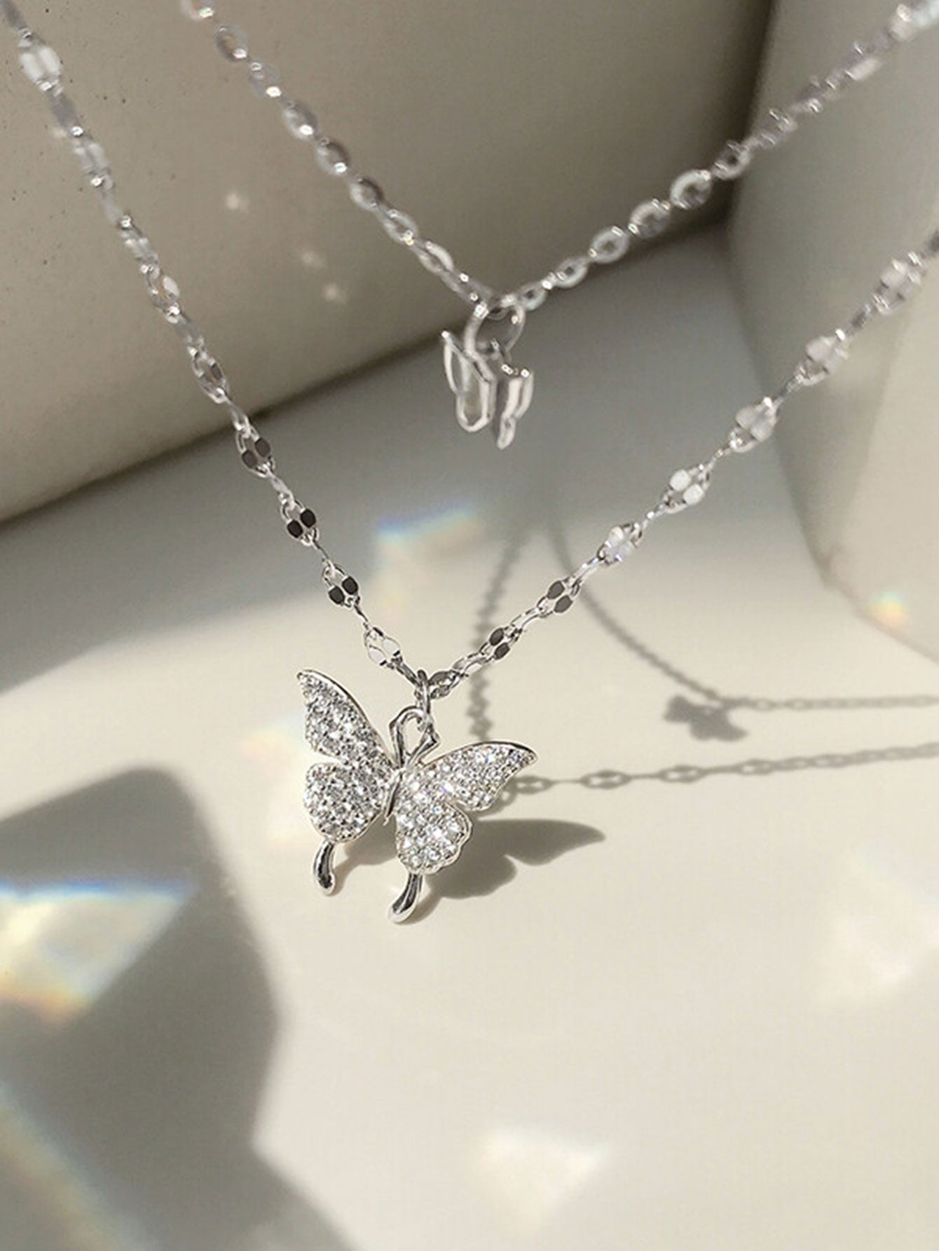 1pc Lovely Alloy Small Butterfly Pendant Necklace For Women's Daily Wear