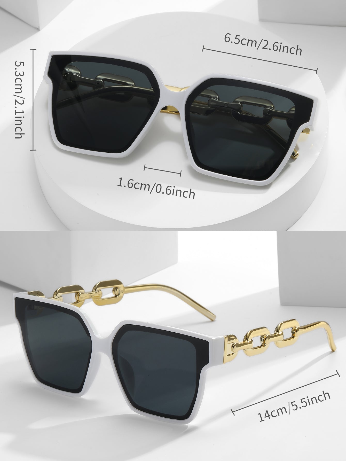 Oversized Square Frame Tinted Lens Fashion Glasses for Beach & Club Parties