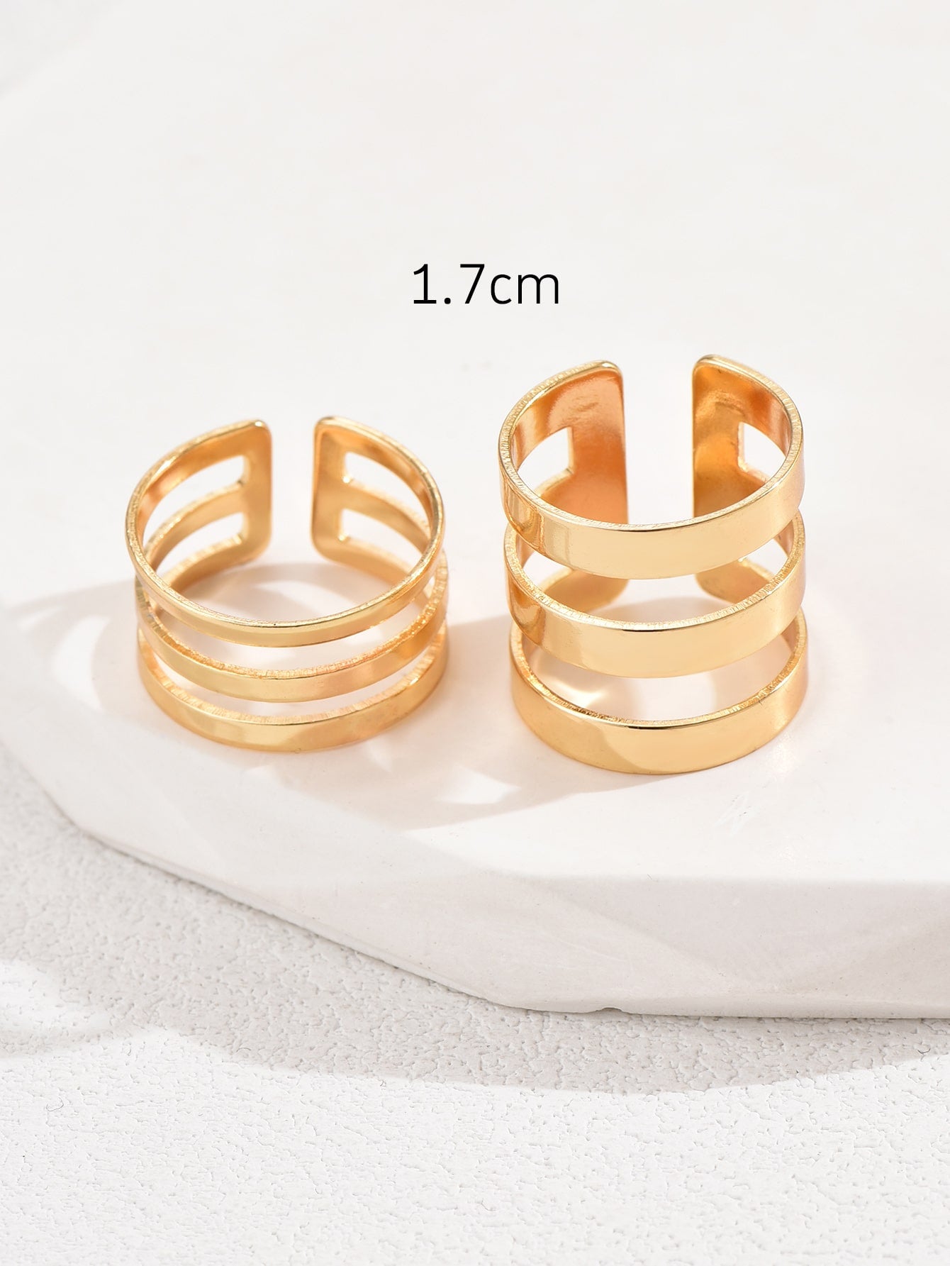 2pcs/set Simple Double Layered Letter V Shaped Open Ring For Women, Summer Party Decoration Gift Set