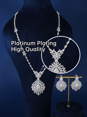 2pcs/set Women's Fashion Sweater Chain: Long Necklace And Earrings Set, Crystal & Cubic Zirconia Wedding Accessories