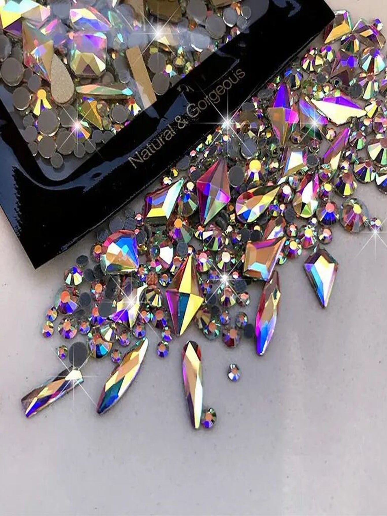 150pcs Flatback Round Rhinestone Plus 20pcs Flatback Odd Shaped Large  Black Big Red Nail Rhinestones