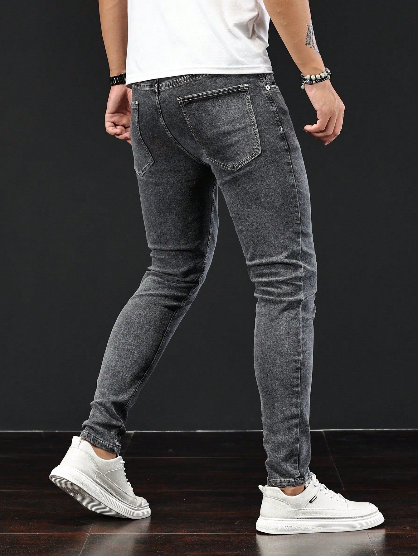 Manfinity Homme Men Contrast Stitch Skinny Jeans