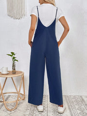 LUNE Solid Slant Pocket Cami Jumpsuit Without Tee