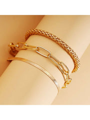 3pcs/set Fashionable Thick Chain & Snake Chain Design Bracelets For Women, Punk Style Jewelry