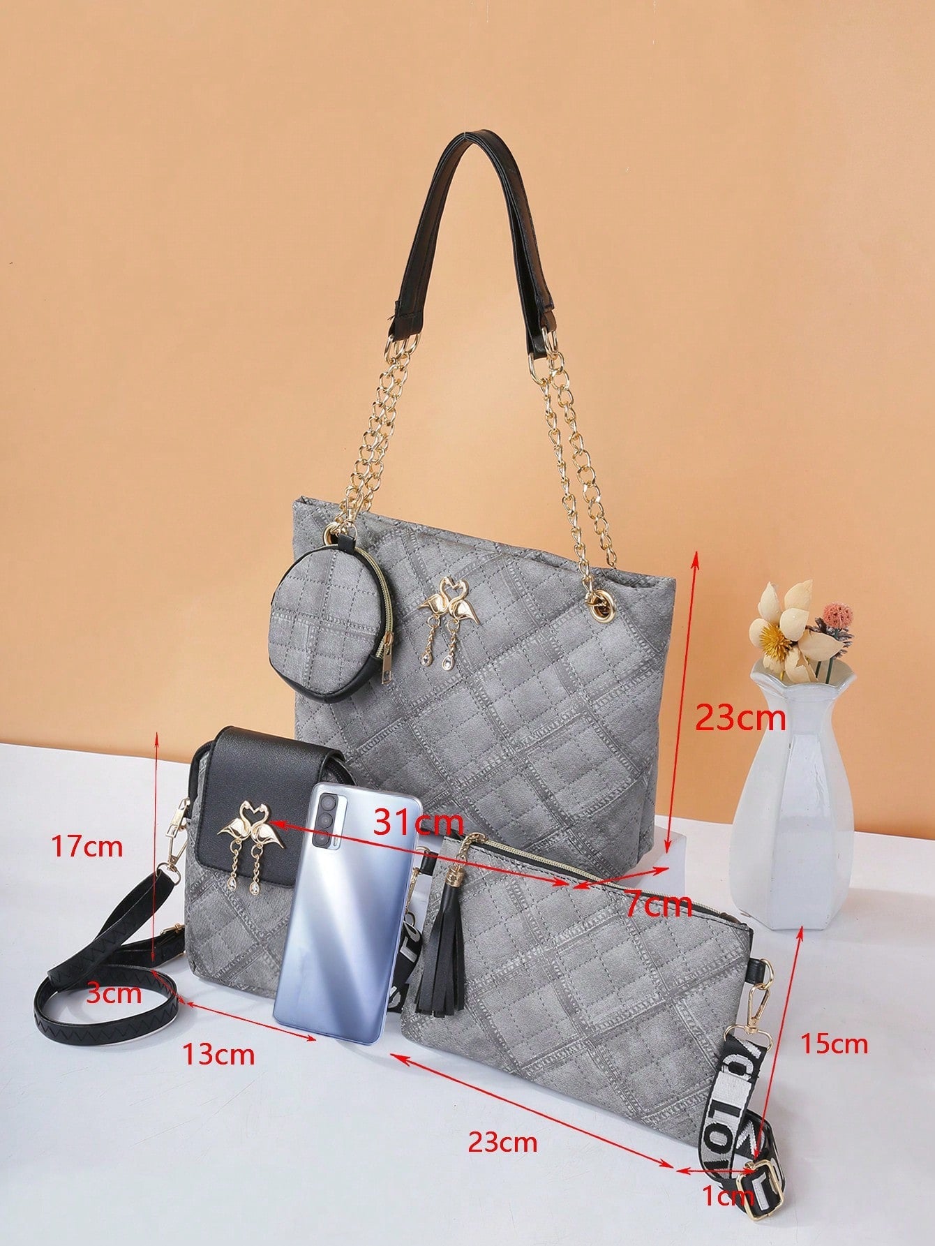 Trendy And Fashionable New Style Mini Women'S Combination Bag With Tote, Crossbody And Single Shoulder Options