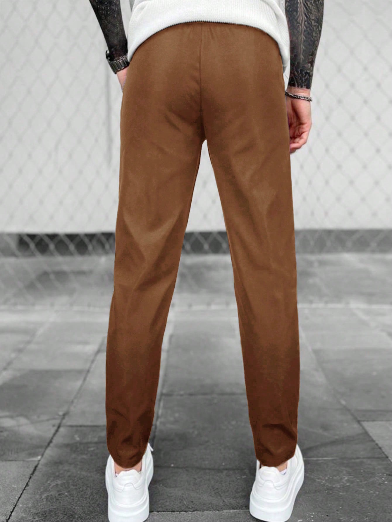 Manfinity Homme Men Solid Drawstring Waist Pants