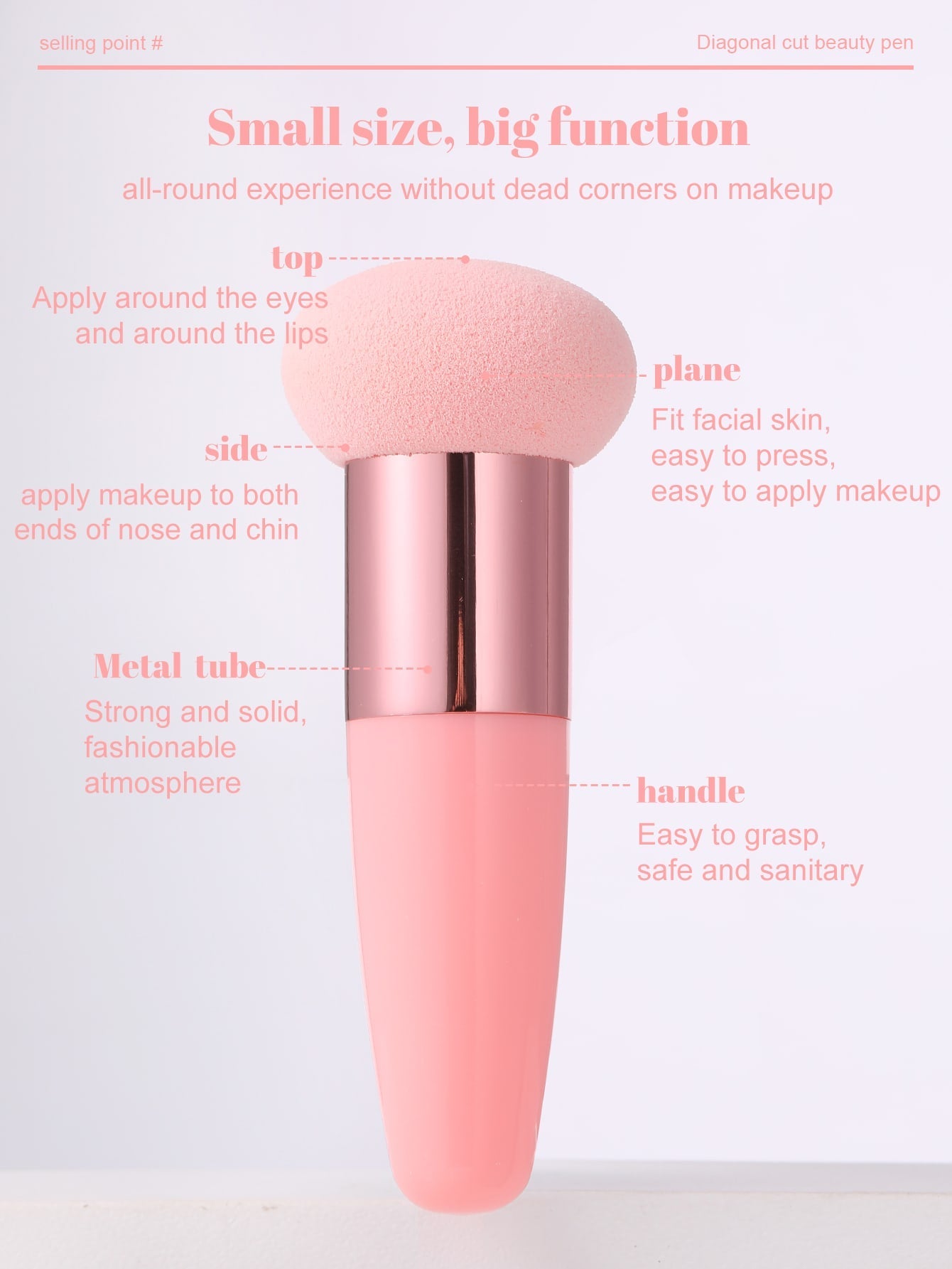 1pc Foundation Makeup Sponge Blender With Handle, Multifunctional Beauty Mixing Tool Cosmetic Puff Mushroom Cosmetics Egg Puff Make Up Sponge Brush