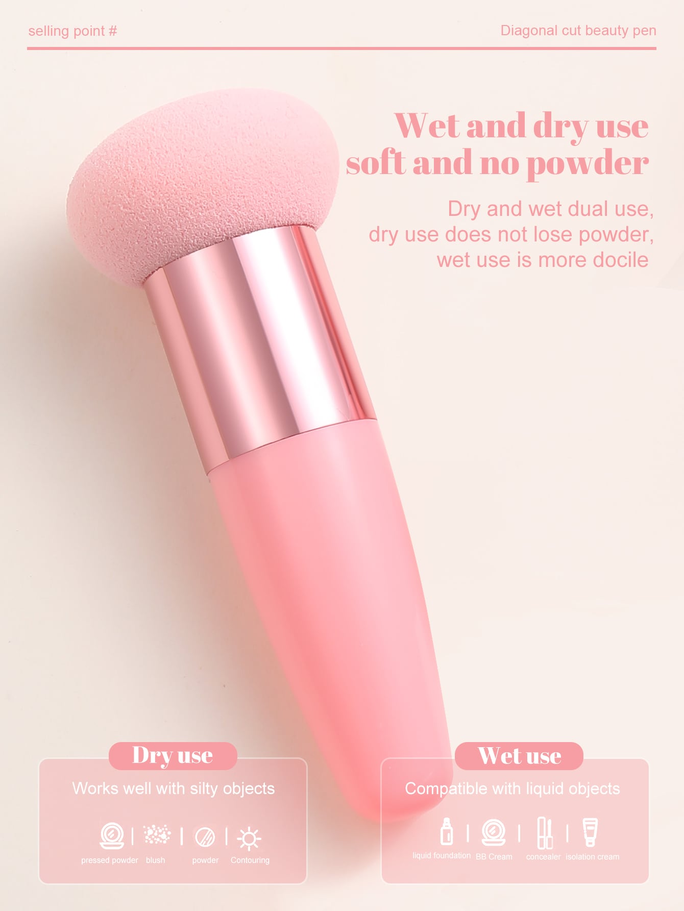 1pc Foundation Makeup Sponge Blender With Handle, Multifunctional Beauty Mixing Tool Cosmetic Puff Mushroom Cosmetics Egg Puff Make Up Sponge Brush