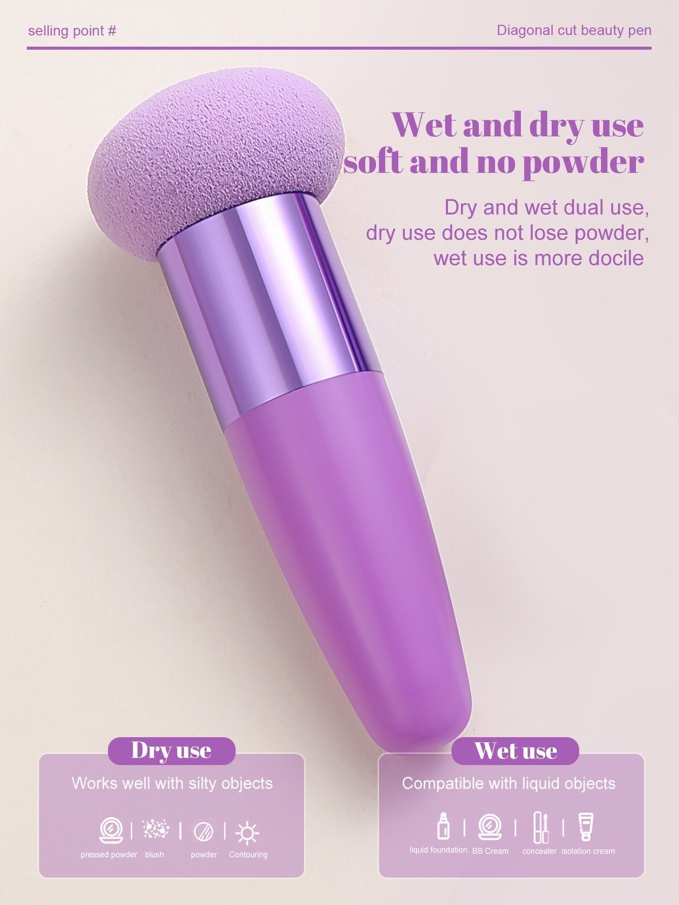 1pc Foundation Makeup Sponge Blender With Handle, Multifunctional Beauty Mixing Tool Cosmetic Puff Mushroom Cosmetics Egg Puff Make Up Sponge Brush