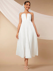 Belle Pleated Hem Tube Wedding Dress Without Veil